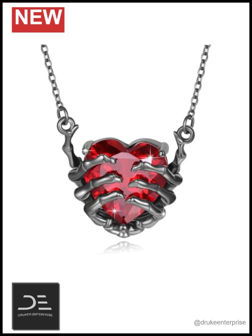 Skull Hand Pendant Necklace Gothic Jewelry Gift Men Women Sterling Silver